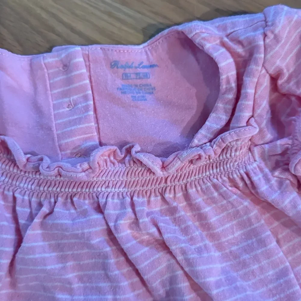 Ralph Lauren Pink Striped Baby bubble 9m